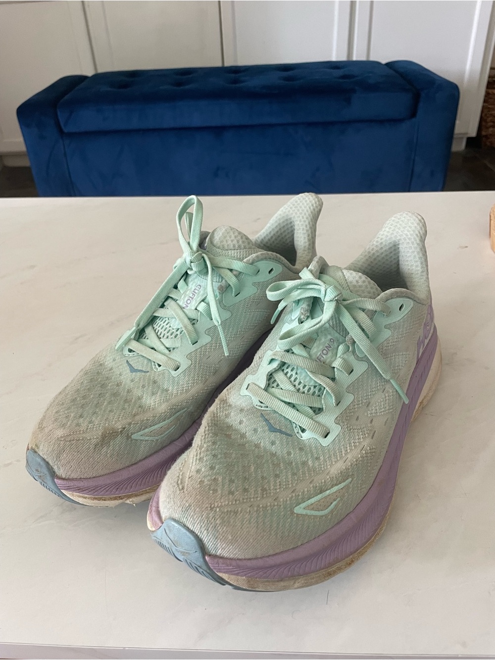 Hoka Clifton’s Women's Mint Green and Lavender Running Shoes